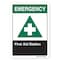 Signmission ANSI Emergency, Rigid Plastic, 10" x 7", Landscape, First Aid Station, First Aid Station OS-ES-P-710-L-19908 - alternate 1